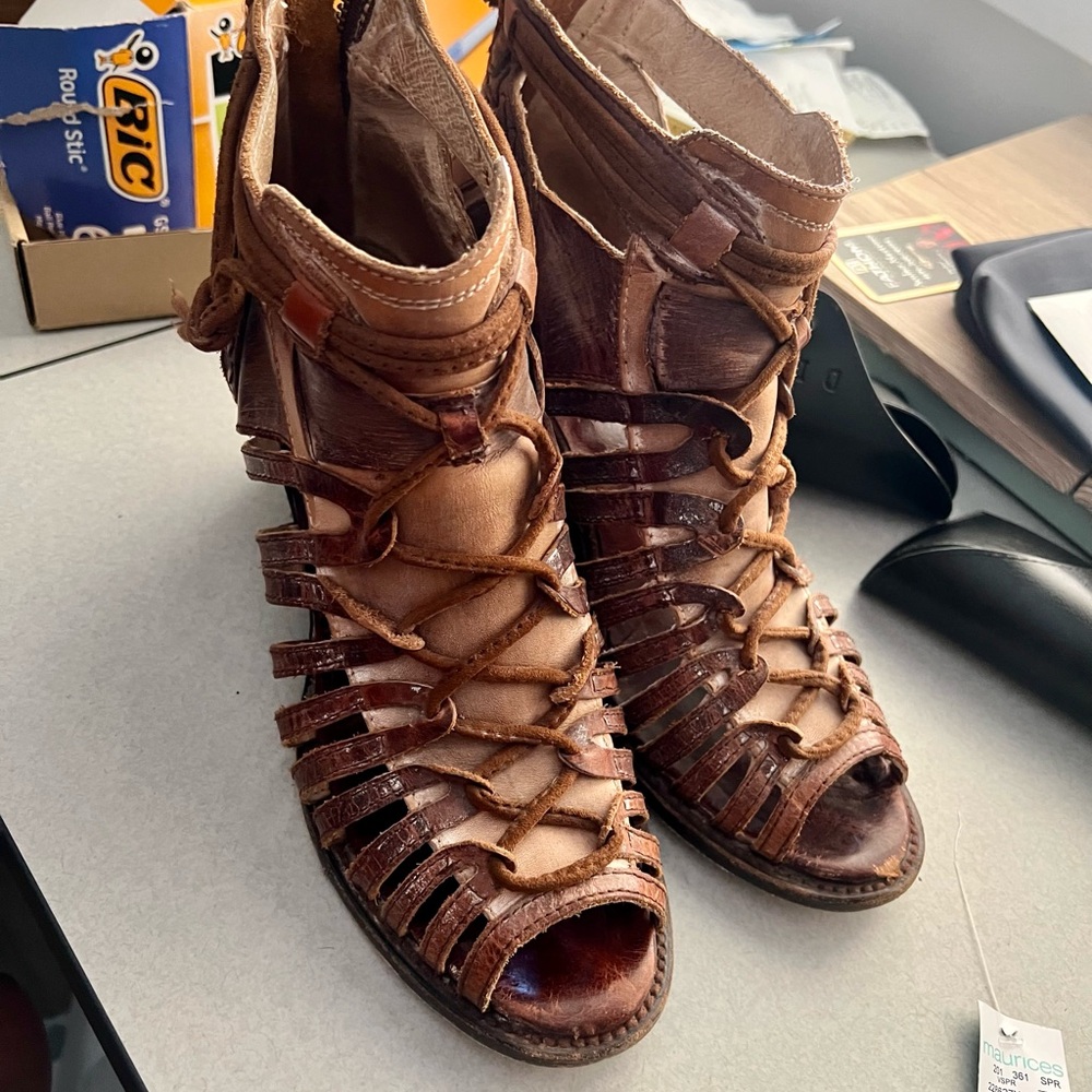 Brown Strappy Open-Toe Sandals